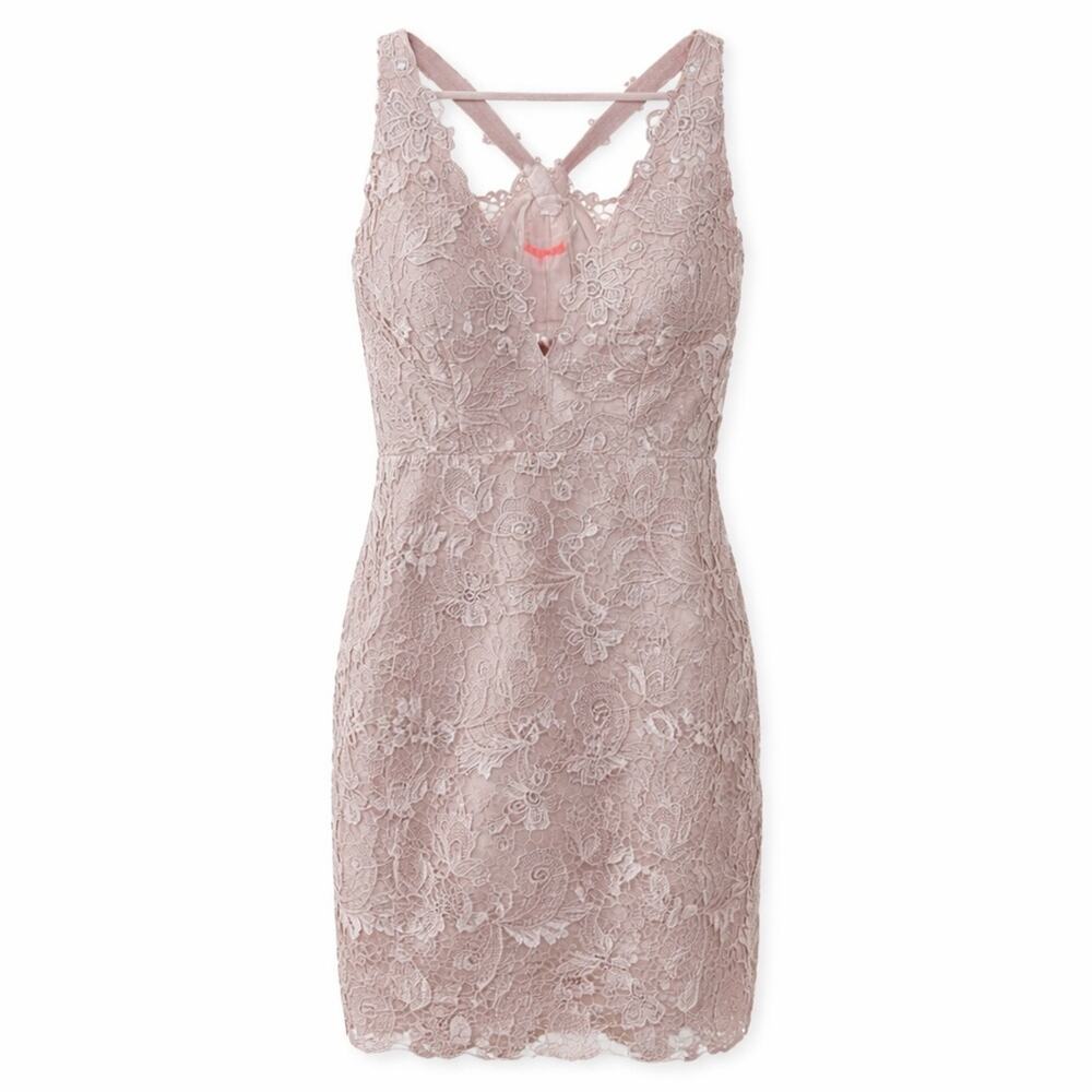 Free People Lace Mini Dress in Soft Pink. Fairy Boho Dress Womens size 2.